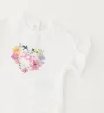 MINIBANDA - T-SHIRT CŒUR FLEURIS