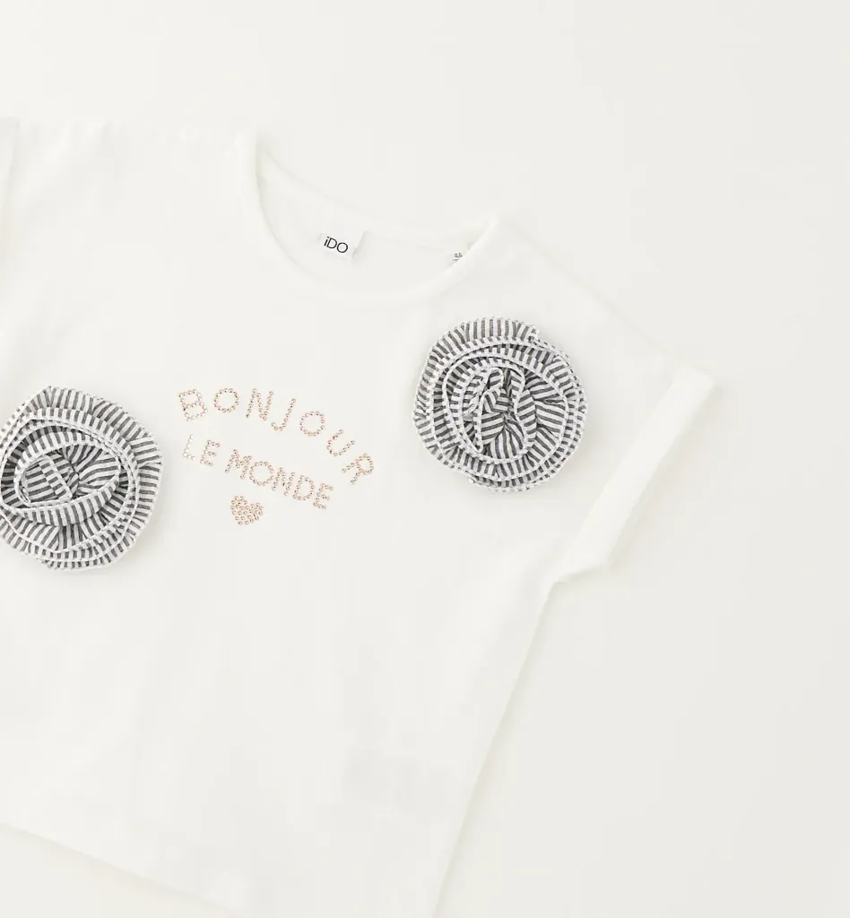 [4.G510.00] IDO - BLOUSE FLEURS "Bonjour le Monde" (24M)