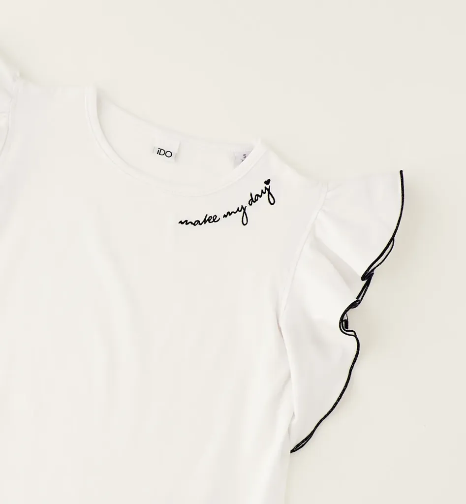 IDO - BLOUSE MANCHE VOLANT Blanc