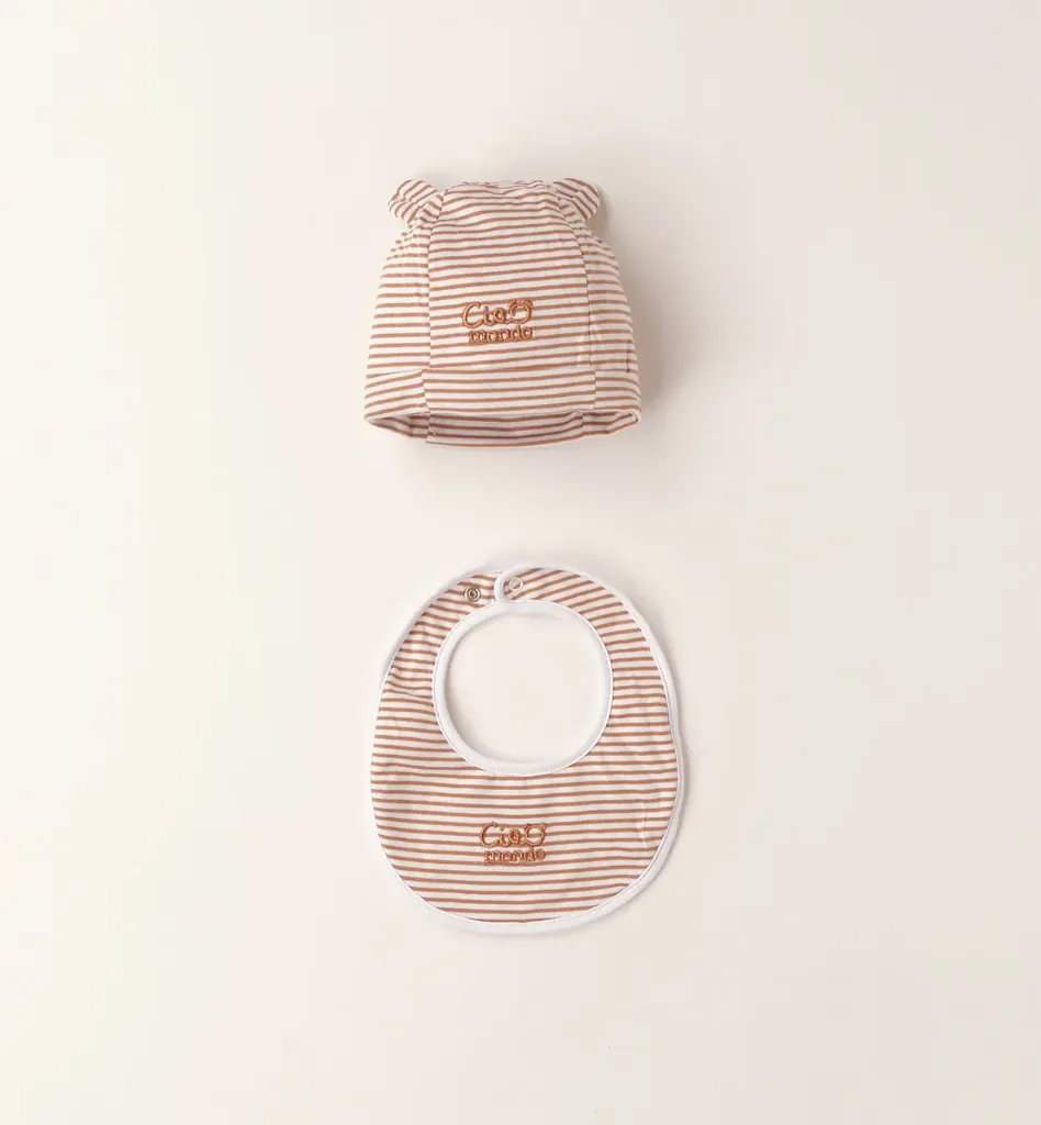 [4.G910.00] IDO - BONNET + BAVOIR Marron & blanc (XS (1-9M))