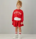 IDO - ENSEMBLE 3pces Short -TS- Sweat - Rouge & Blanc
