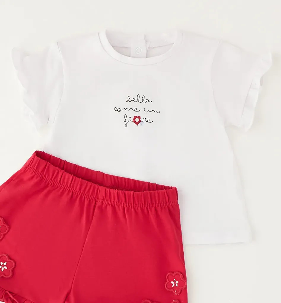 [4.G214.00] IDO - Ensemble BB short Rouge & Blanc (6Mois)