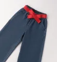 IDO - PANTALON LARGE Denim foncé + Ceinture rouge
