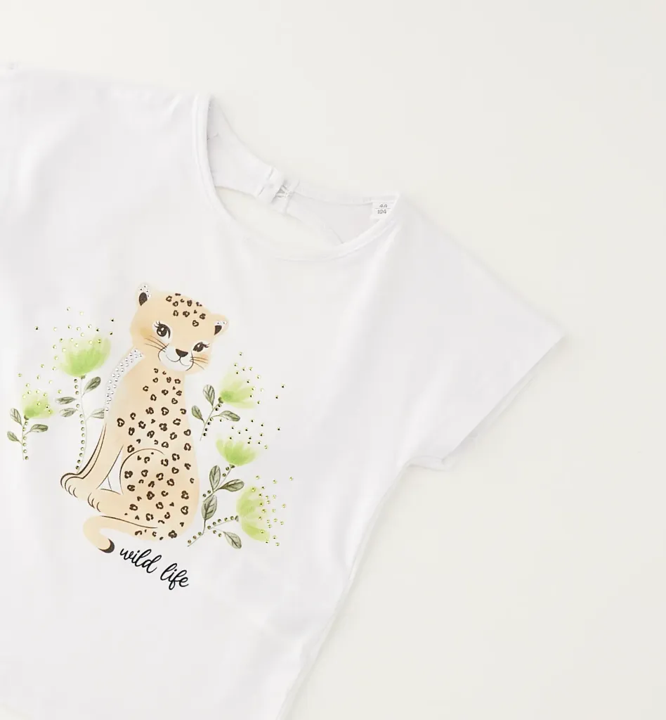 IDO - T-SHIRT Blanc Léopard