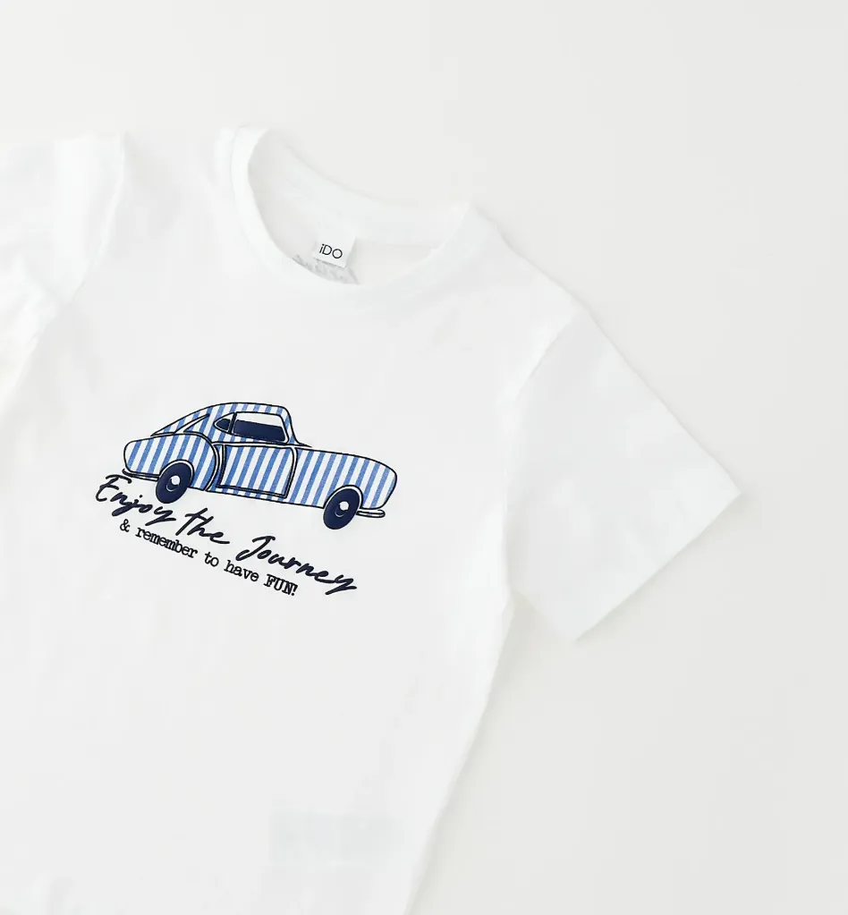 [4.G257.00] IDO - T-SHIRT blanc VOITURE (24M)