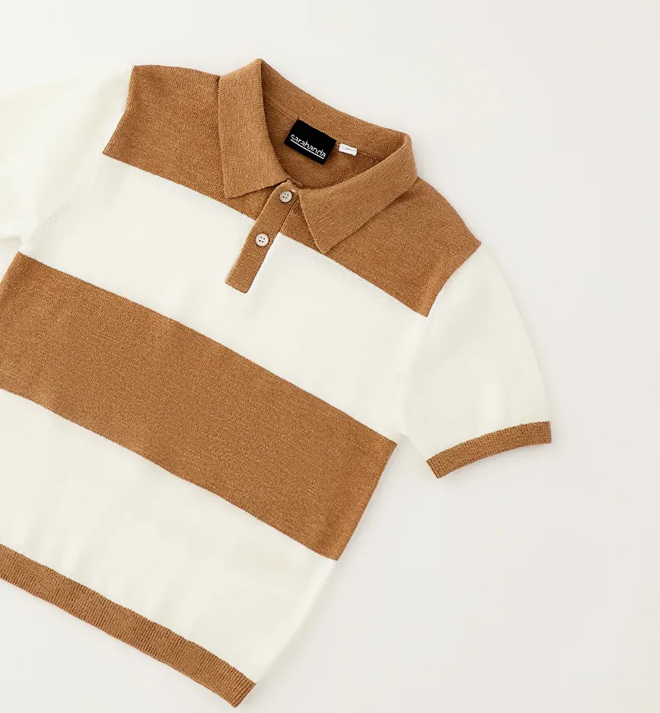 [0.G102.00] SARABANDA - T-SHIRT en maille Beige & Camel (24M)