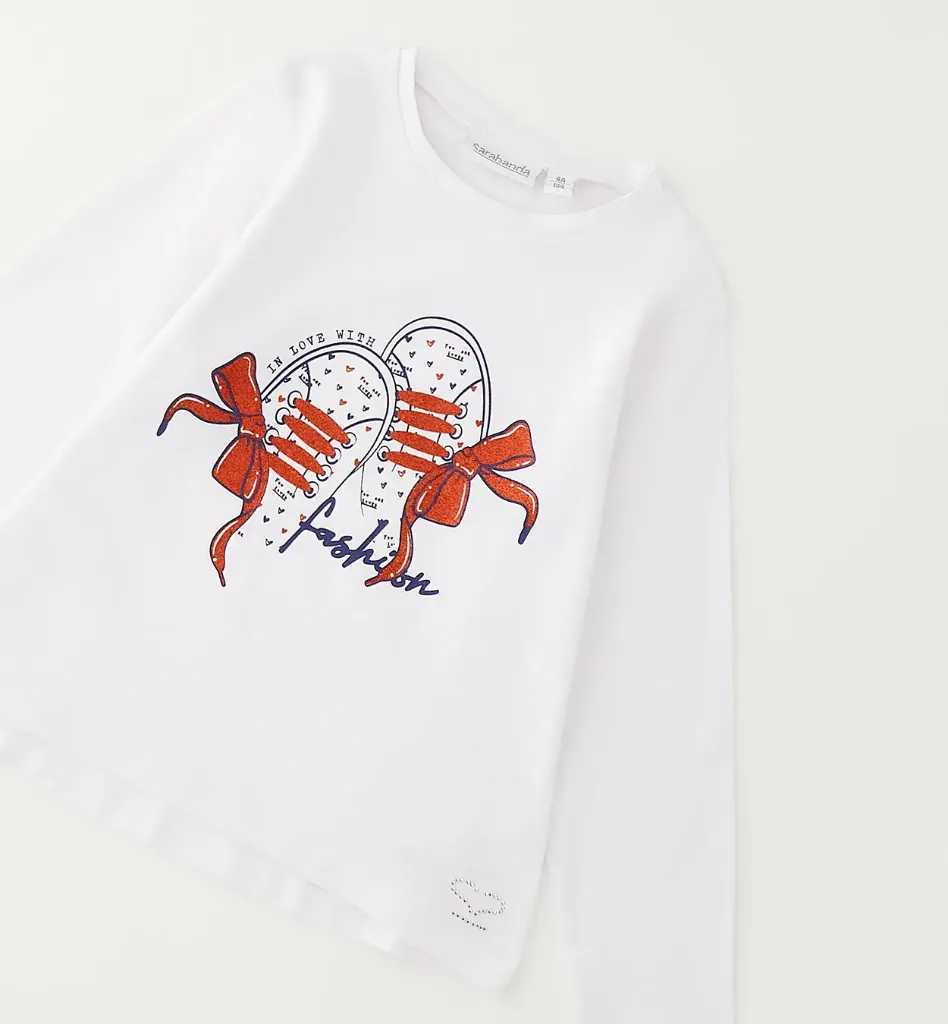 [0.G306.00] SARABANDA - Blouse Blanche Nœud & Basket (24M)