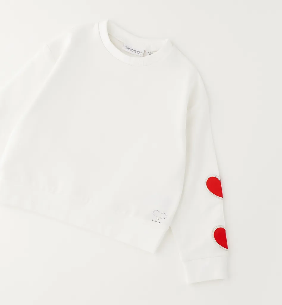 [0.G304.00] SARABANDA - SWEAT Blanc manche cœur (24M)