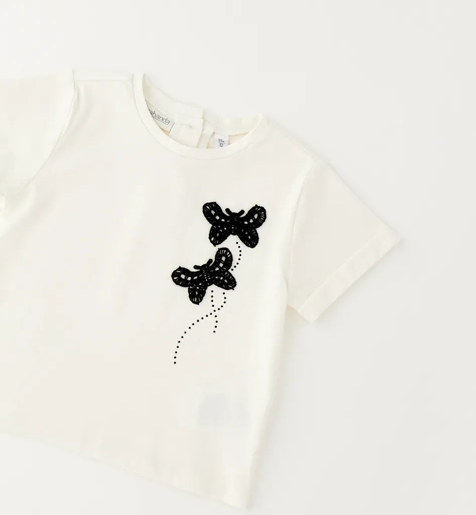 SARABANDA - T-SHIRT Latte Nœud & papillon