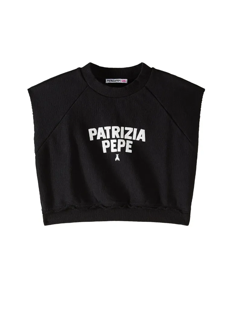 [7M0960J403] PATRIZIA PEPE - SWEAT Noir ss manche (S(6ans))