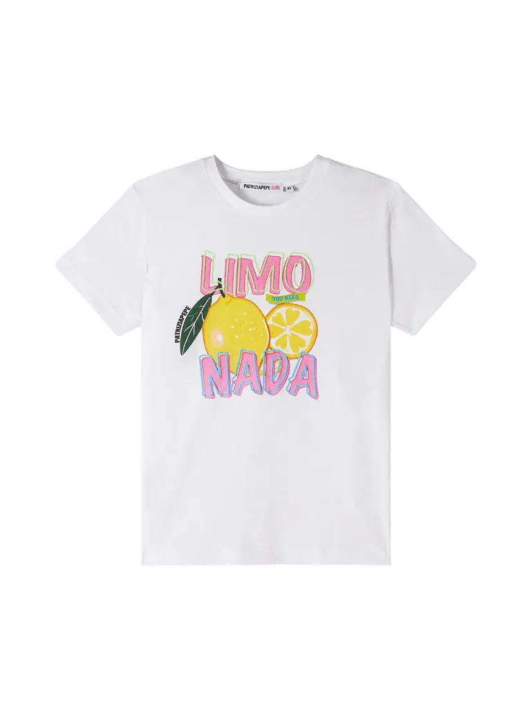 [7M0982J417] PATRIZIA PEPE - T-SHIRT  Blanc "LEMONADE" (S(6ans))
