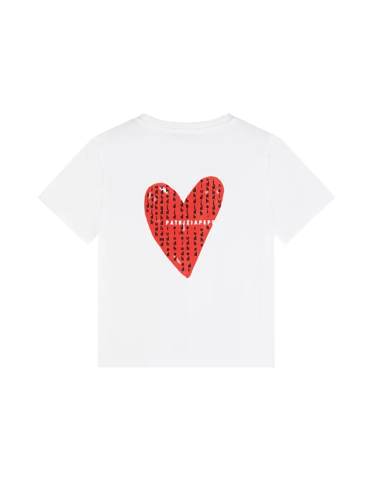 [7M0978J411] PATRIZIA PEPE - T-SHIRT Blanc Cœur (S(6ans))