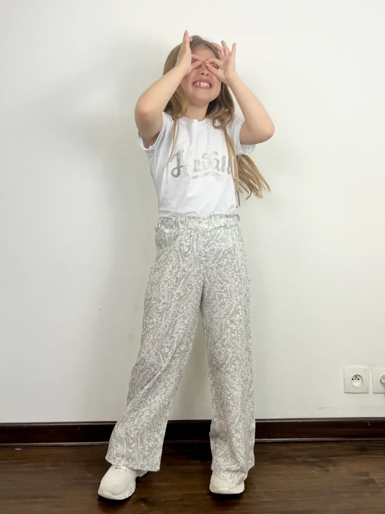 MINI MIGNON - pantalon fleuri Gris