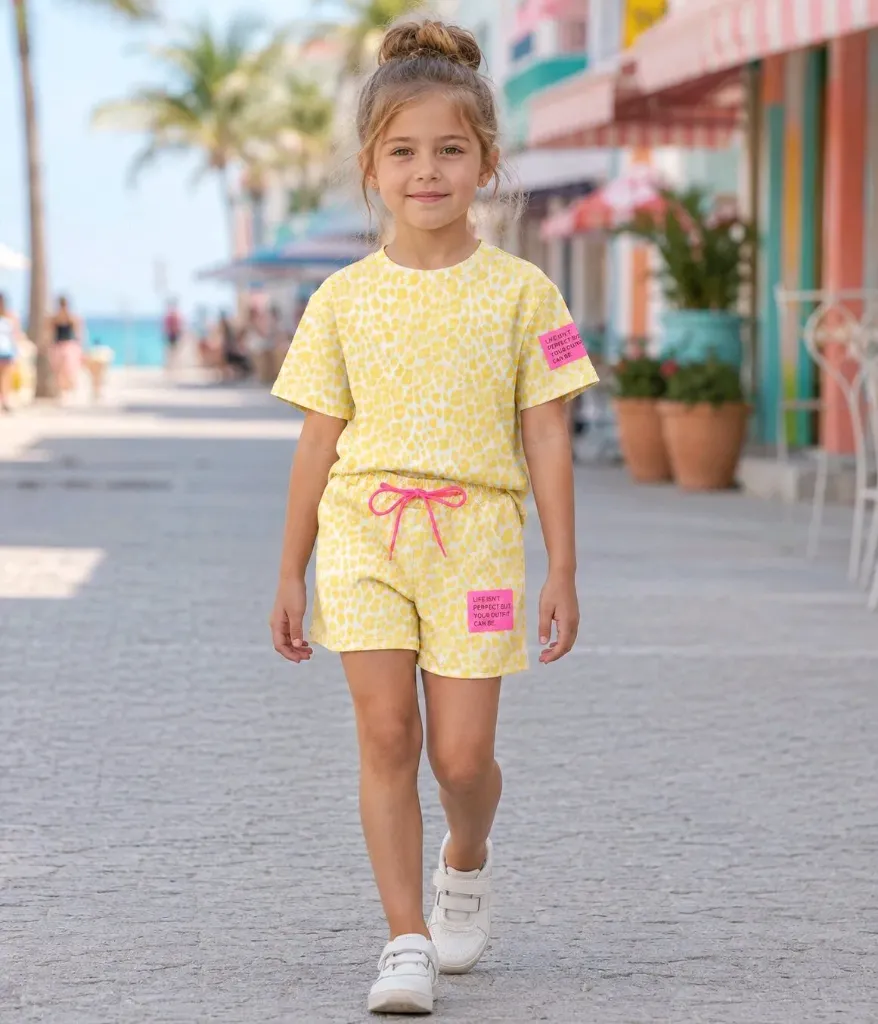 S & C - Ensemble Short + TS Léopard Jaune