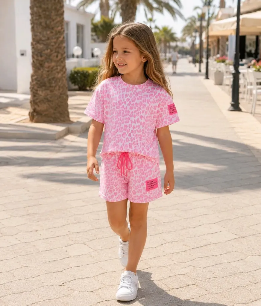 S & C - Ensemble Short + TS Léopard Rose (4ans)