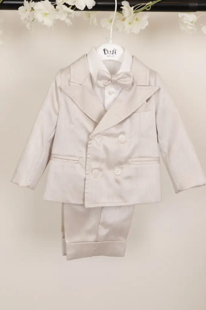 [B0366A] BUFI - Costume garçon  5pces - Beige irisé (6mois)