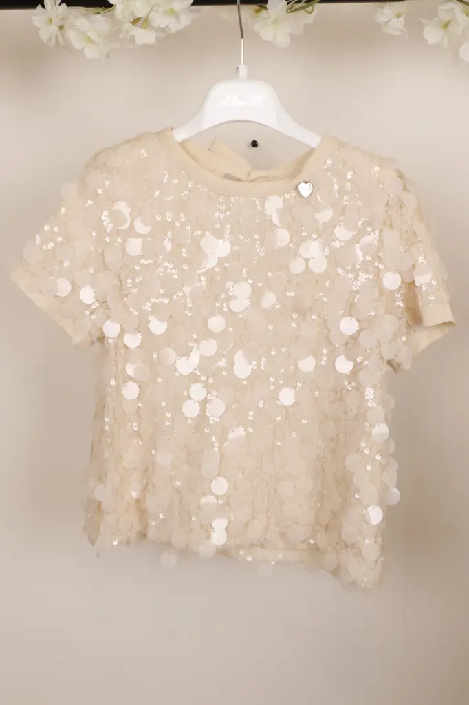 [S25-2521-5-6] ALICE PI - Blouse à sequin Beige (5-6 ans)