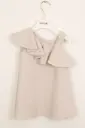 BIMBALO - Robe Manche Volant Beige + Perle