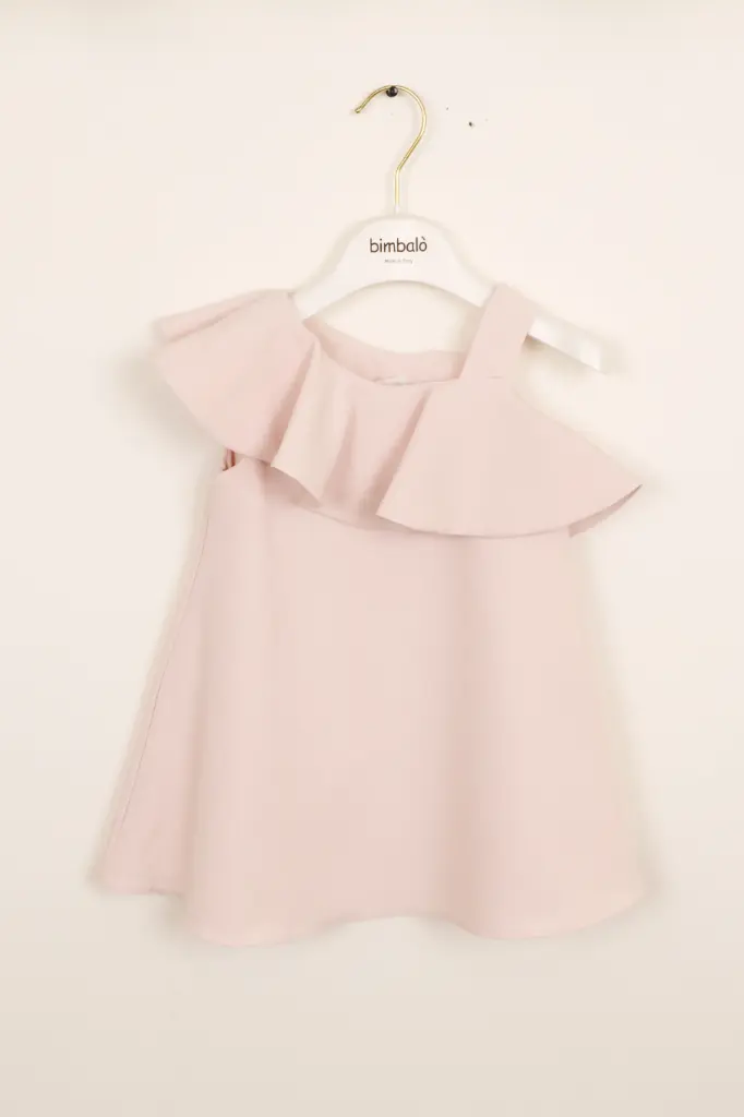 [7646-12M] BIMBALO - Robe Manche Volant Rose (12mois)