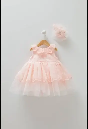 [8517] LARA - Robe de cérémonie Saumon avec Bandeau