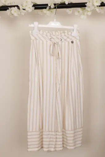 ALICE PI - Pantalon ligné ivoir et beige