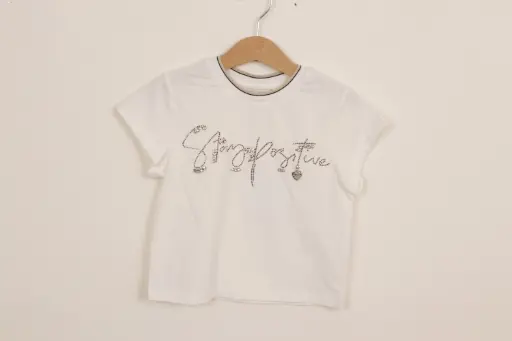 ALICE PI - T-shirt Ivoir ecrit "STAY POSITIVE"