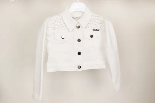 ALICE PI - Veste Denim Ivoir avec perles