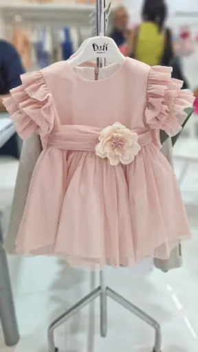 [B0463A] BUFI - Robe en voile Rose Clair - 6M/3A