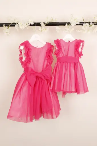 [B0458A] BUFI - Robe en voile Fushia -6M/3A