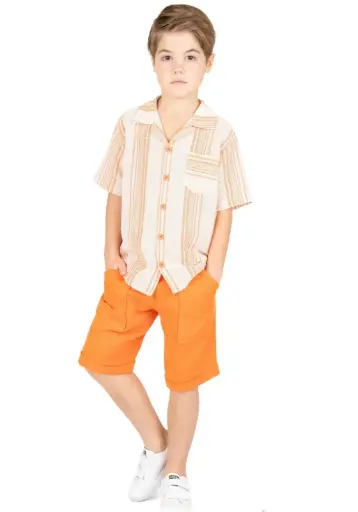 LARA - CHEMISE Lignée Orange