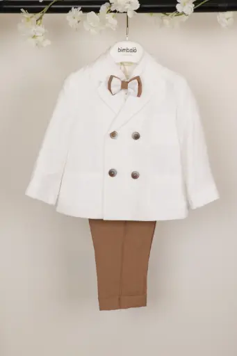 BIMBALO - Costume Garçon Blanc et Camel 