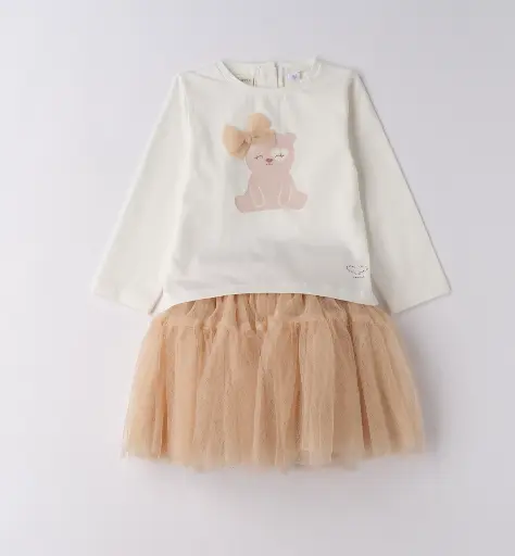 SARABANDA - Ensemble jupe tulle + Blouse Nœud Beige