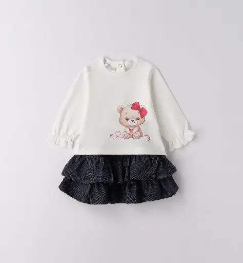 [4.F117/00] IDO - ENSEMBLE BB FILLE JUPE DENIM + BLOUSE