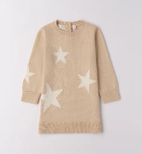 SARABANDA - Robe Tricot étoiles beige