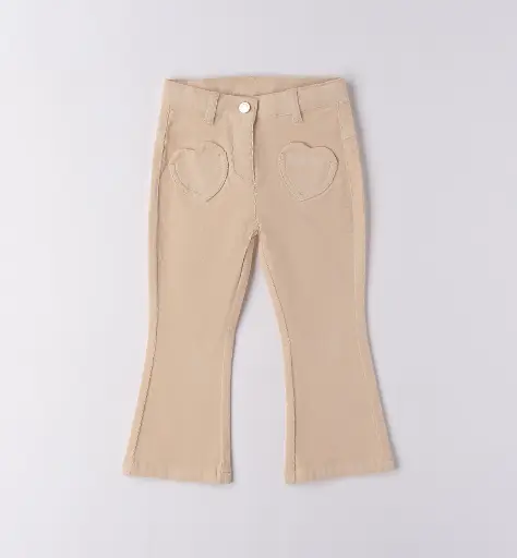 SARABANDA - Pantalon Flare Velour Beige