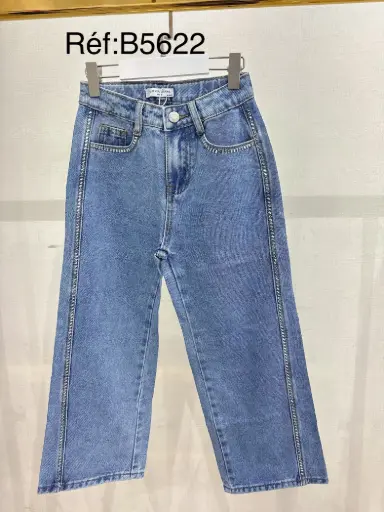 LOEVIA - JEANS Denim Bleu Strass coté 